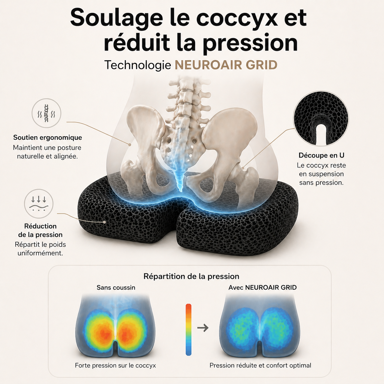 Coussin d’assise - NEUROAIR GRID™