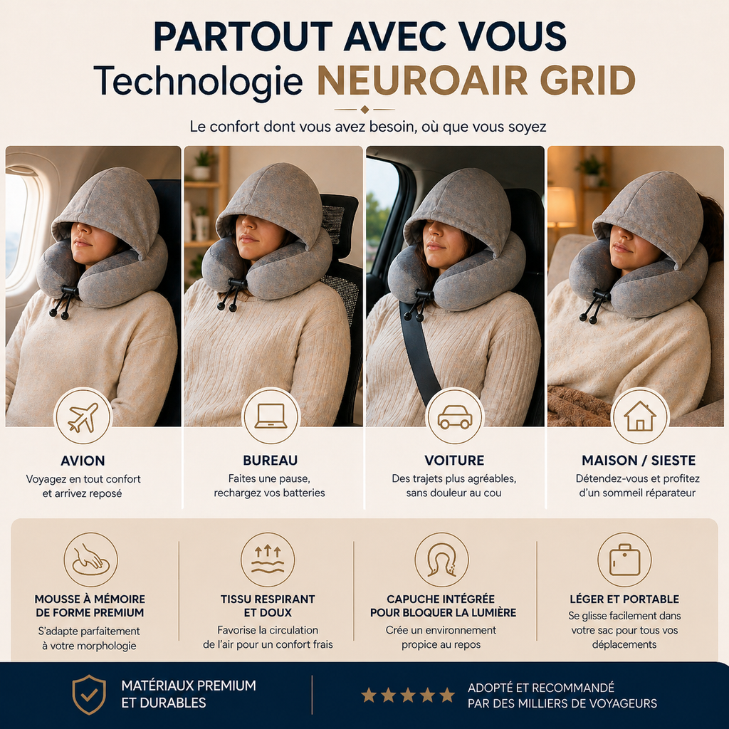 Oreiller de Voyage - NeuroAir Grid™
