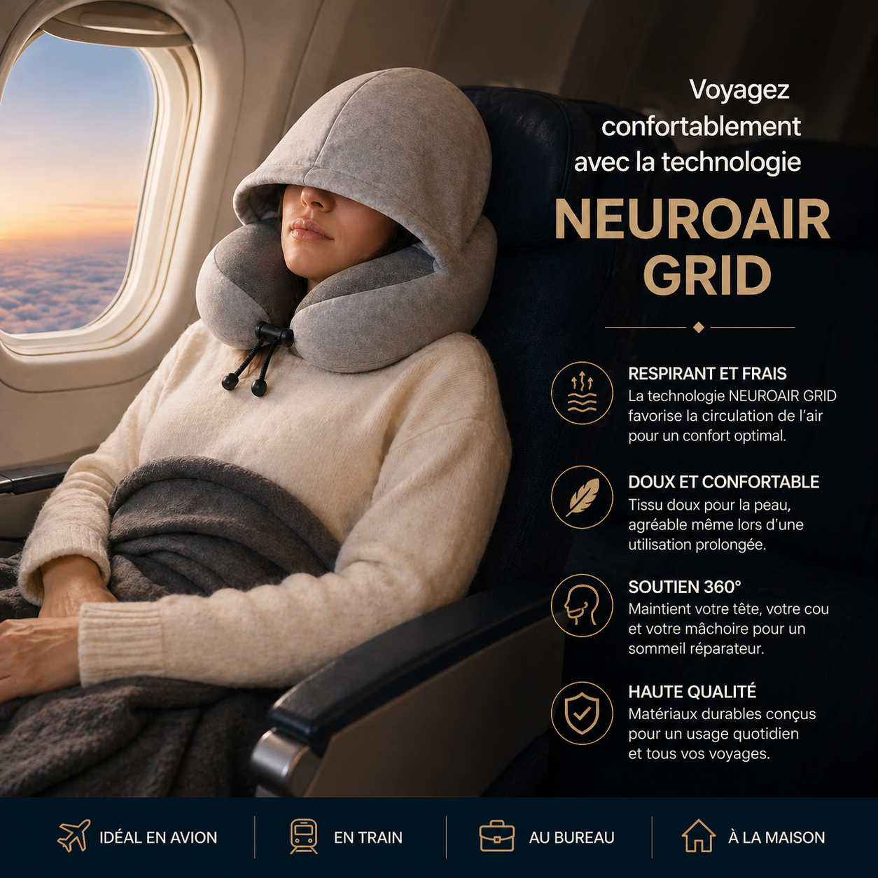 Oreiller de Voyage - NeuroAir Grid™