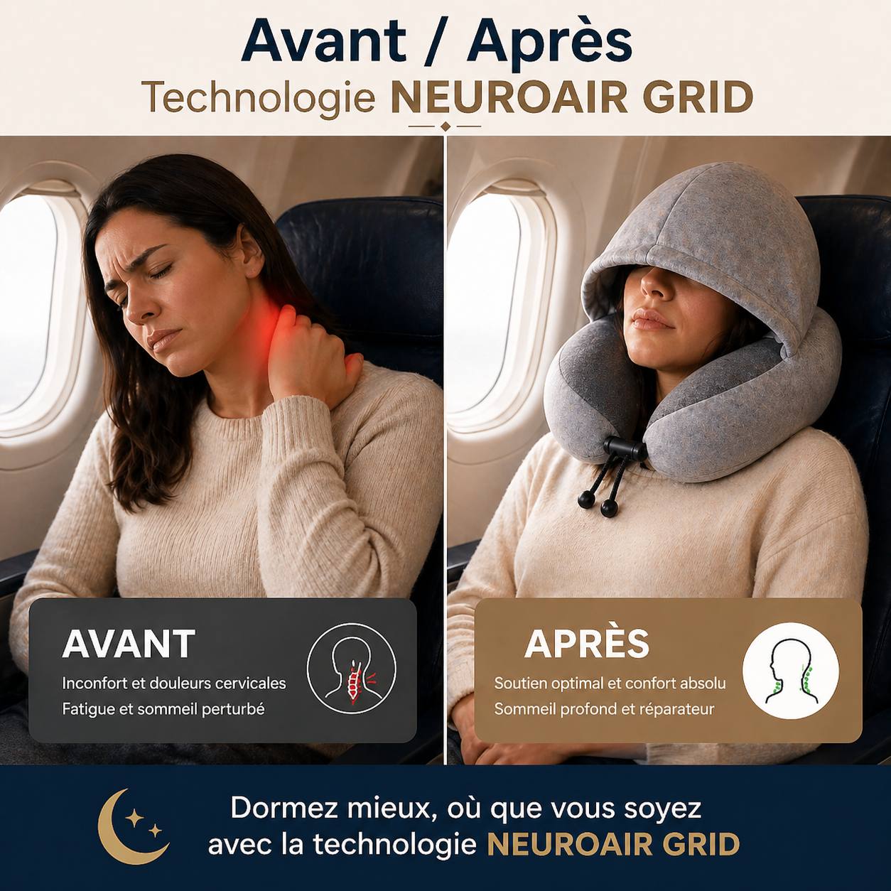 Oreiller de Voyage - NeuroAir Grid™